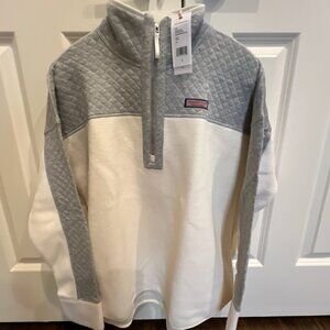NEW Women's Vineyard Vines Mixed Media Sherpa 1/2 Half Zip Sweater